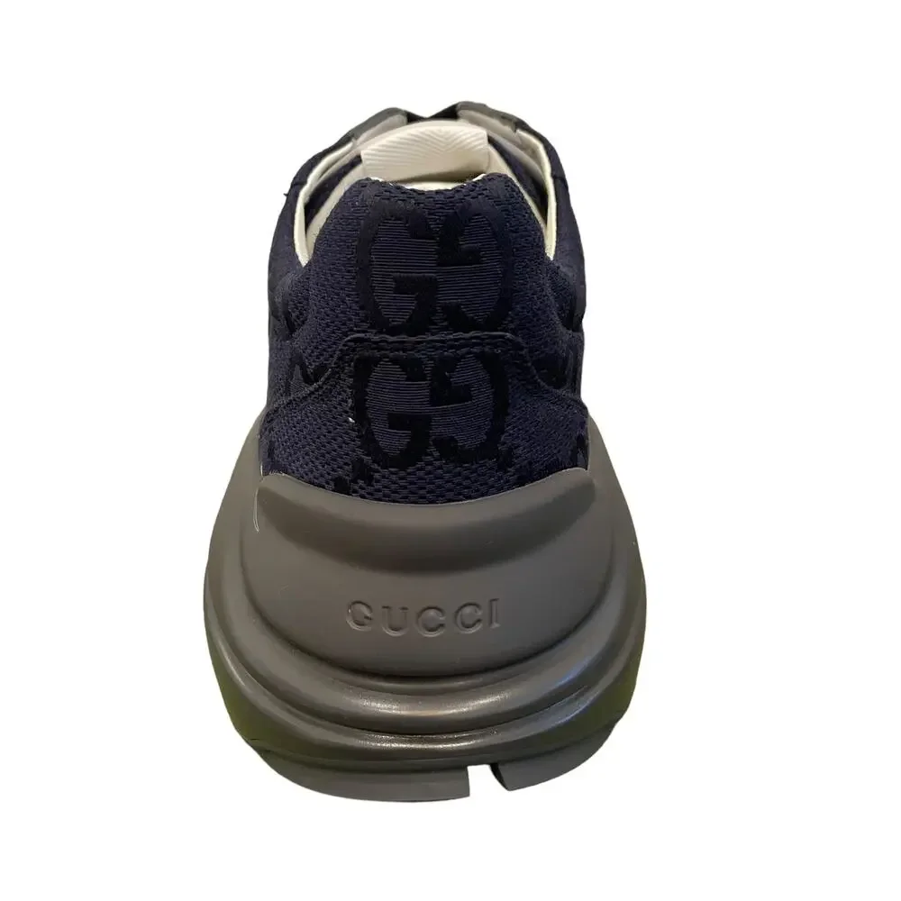 GUCCI GG Supreme Rhython Sneakers Navy Blue Gray Canvas Men's 11 | US 11.5 New